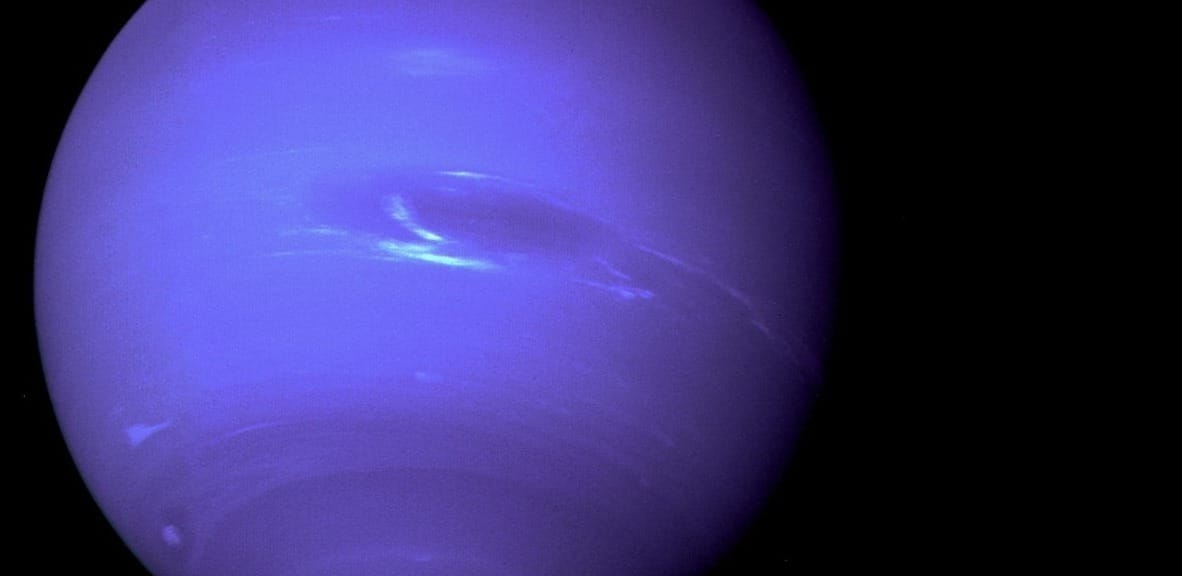 Neptune on a black background